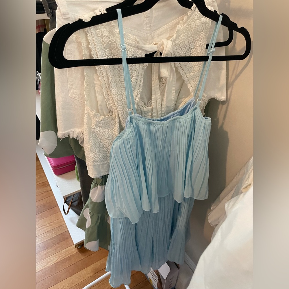 Light Blue Ruffled Romper - Picture 3 of 5